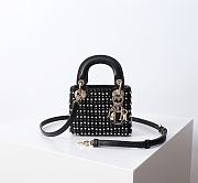 Dior Lady Mini Micro Light Gold Metal Charms Black Bag 12 x 10.2 x 5 cm - 1