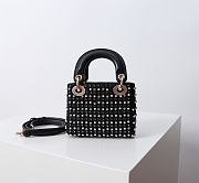 Dior Lady Mini Micro Light Gold Metal Charms Black Bag 12 x 10.2 x 5 cm - 4