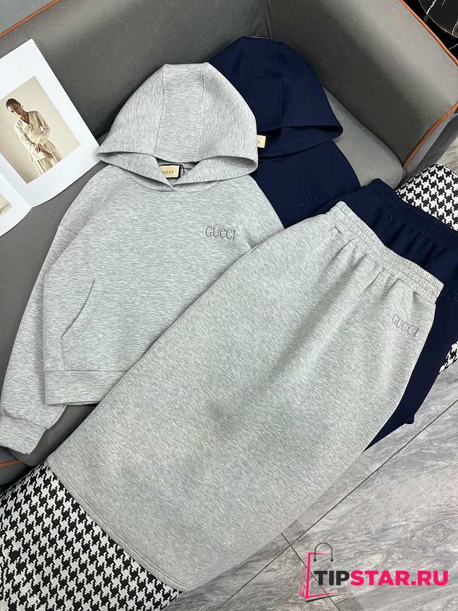 Gucci Hooded Pullover Grey Sweater & Skirt  - 1