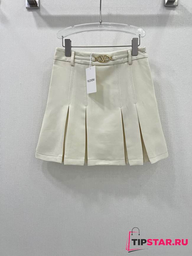 Valentino Hepburn Style Retro Pleated White Short Skirt - 1