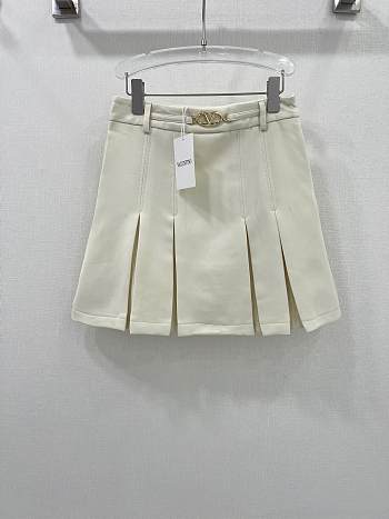 Valentino Hepburn Style Retro Pleated White Short Skirt