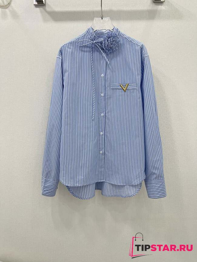 Valentino blue and white contra striped shirt - 1