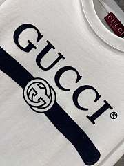 Gucci Letter Print Round Navy Neck Long-sleeved T-shirt - 6