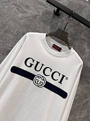 Gucci Letter Print Round Navy Neck Long-sleeved T-shirt - 2