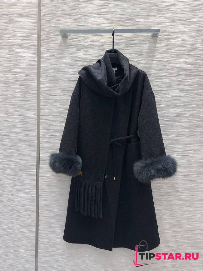 Loewe Double-faced Cashmere Black Coat - 1