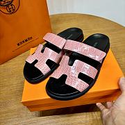 Hermes pink crocodile leather shoes - 1