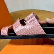 Hermes pink crocodile leather shoes - 6