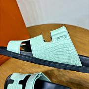  Hermes fesh mint crocodile leather shoes - 5