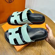  Hermes fesh mint crocodile leather shoes - 4