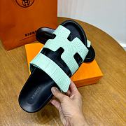  Hermes fesh mint crocodile leather shoes - 3