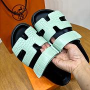  Hermes fesh mint crocodile leather shoes - 2