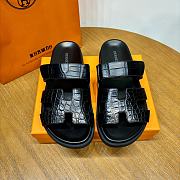 Hermes black crocodile leather shoes - 1