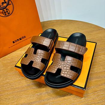 Hermes brown crocodile leather shoes