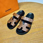 Hermes brown crocodile leather shoes - 5