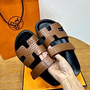 Hermes brown crocodile leather shoes - 4