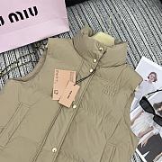 Miu Miu stand-up collar down beige vest jacket - 4