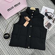 Miu Miu stand-up collar down black vest jacket - 1