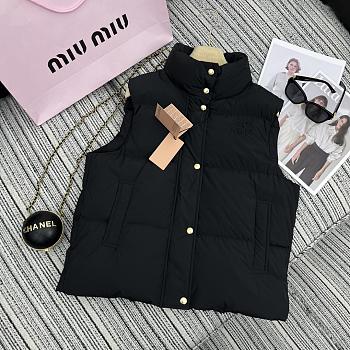 Miu Miu stand-up collar down black vest jacket