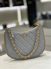 Chanel hobo underarm bag gray sheepskin vintage gold 20cm - 1