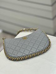 Chanel hobo underarm bag gray sheepskin vintage gold 20cm - 3