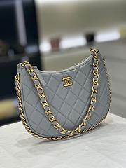 Chanel hobo underarm bag gray sheepskin vintage gold 20cm - 4