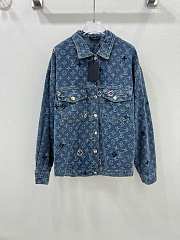 LV Monogram jacquard long-sleeved denim shirt - 1