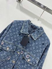 LV Monogram jacquard long-sleeved denim shirt - 4