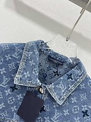 LV Monogram jacquard long-sleeved denim shirt - 3