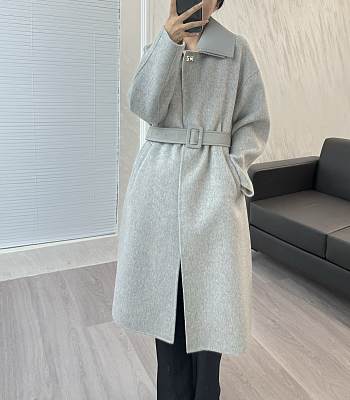 Fendi Cashmere Coat Leather Collar and Belt