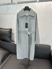 Fendi Cashmere Coat Leather Collar and Belt - 4