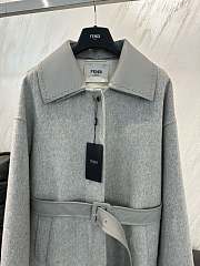 Fendi Cashmere Coat Leather Collar and Belt - 3