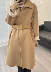 Fendi Cashmere Coat Leather Brown Collar and Belt - 1