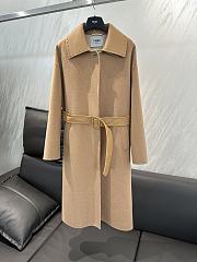 Fendi Cashmere Coat Leather Brown Collar and Belt - 3