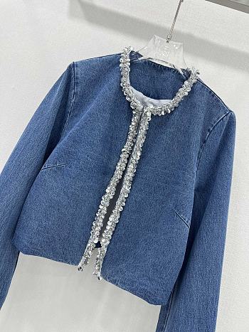 Miu Miu French elegant palace style heavy beaded denim jacket