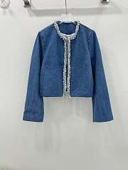 Miu Miu French elegant palace style heavy beaded denim jacket - 4