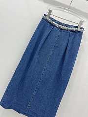 Miu Miu Girl Outfit! French elegant palace style heavy beaded denim skirt - 4