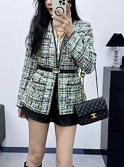 Chanel hand-sewn ribbon V-neck belt jacket - 1