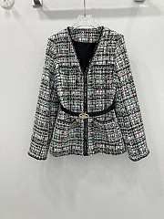 Chanel hand-sewn ribbon V-neck belt jacket - 3