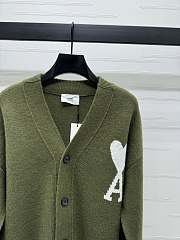 Ami Heart knitted mid-length green cardigan - 6