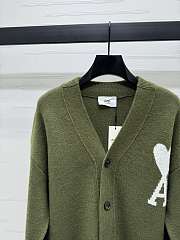 Ami Heart knitted mid-length green cardigan - 3