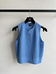 Chanel button-down knitted blue vest  - 1