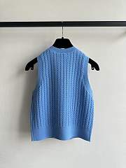 Chanel button-down knitted blue vest  - 6