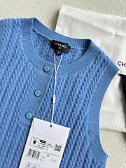 Chanel button-down knitted blue vest  - 5