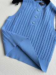 Chanel button-down knitted blue vest  - 4