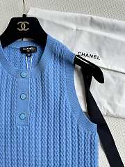 Chanel button-down knitted blue vest  - 2