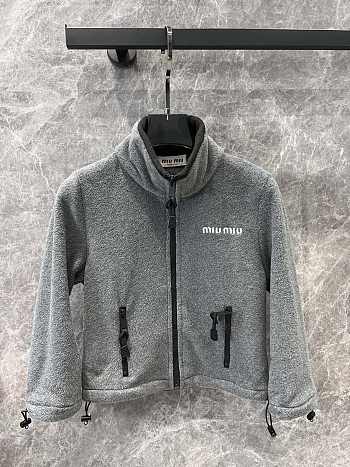 Miu Miu polar fleece zipper grey short jacket 