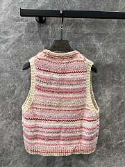 Chanel pink striped knitted vest  - 2