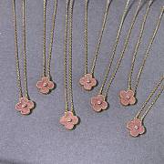 VCA natural rhodonite four-leaf clover necklace  - 3