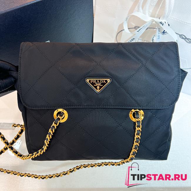 Prada Vintage Black Gold Chain Flap Shoulder Bag 30*24*7cm - 1