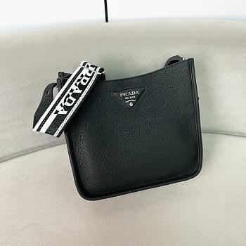 Prada Grained Cowhide Shoulder Black Bag 30*28*12cm